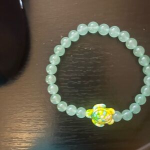 Green Aventurine Beaded Bracelet with Turtle Charm